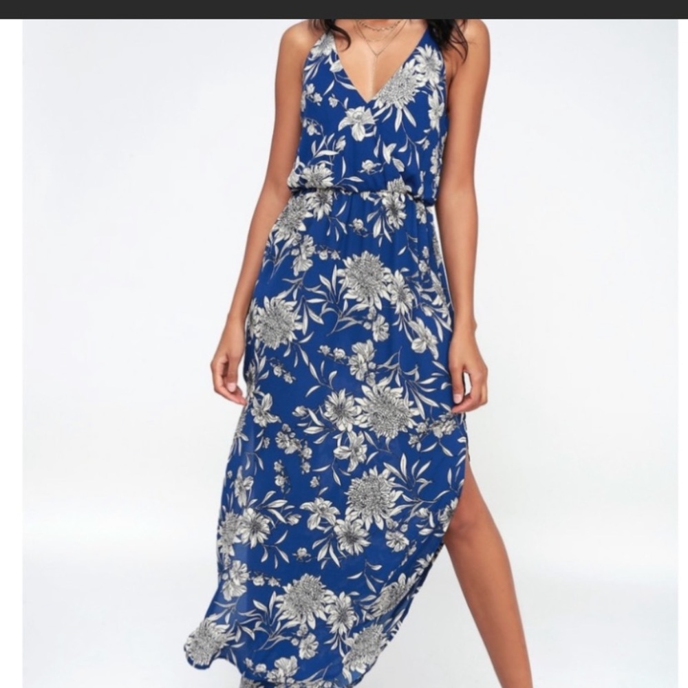 Blue and white floral dress
